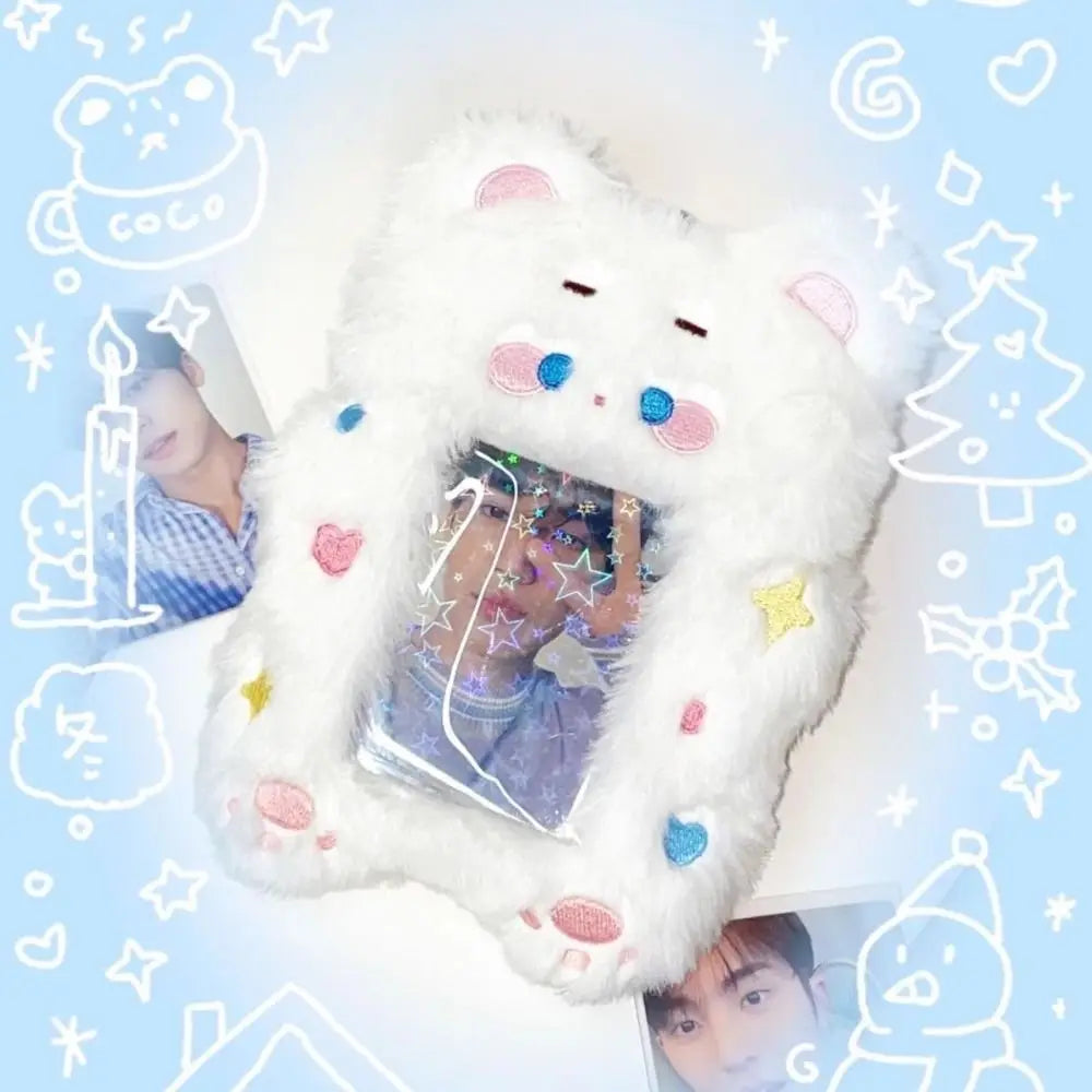 Cute Bag Keychain Plush Photocard Case Cartoon Bag Keychain Fox Photocard Case Idol Photos Protective Cover Student Card Holder