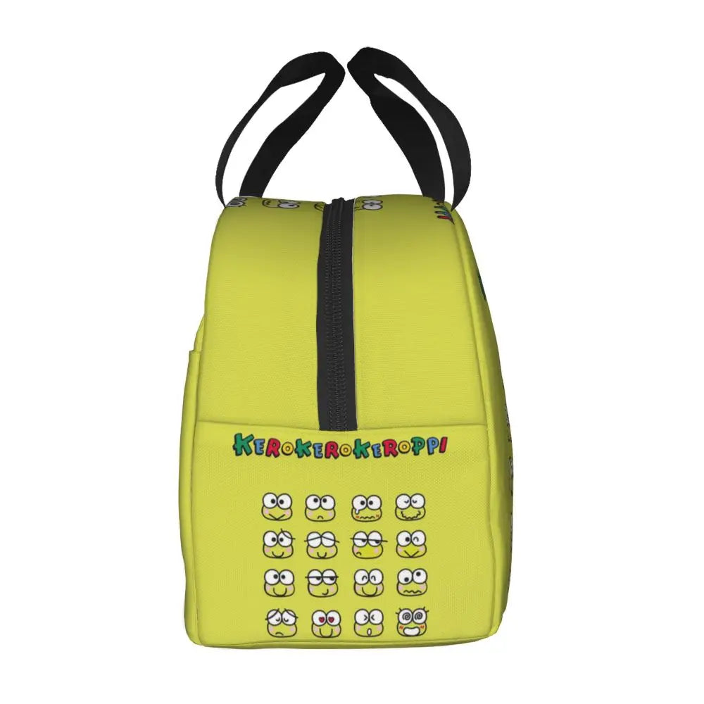 Custom Keroppi Big-eyed Frog Insulated Lunch Tote Bag for Women Portable Thermal Cooler Bento Box School