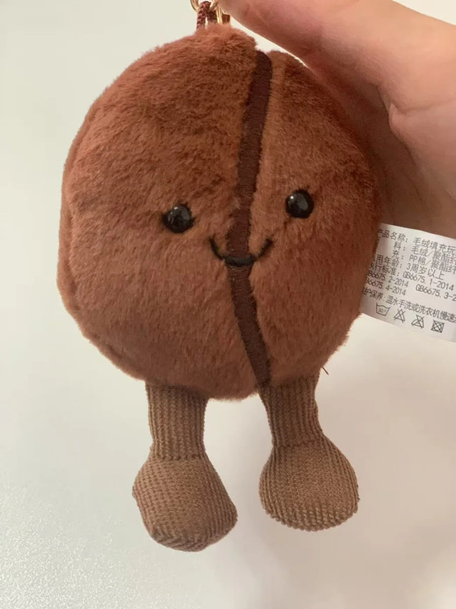 Jellycat 13cm Coffee Bean Plushies Cartoon Stuffed Smiling Coffee Bean Doll Cute Key Chain Soft Food Doll Xmas Gifts Girl