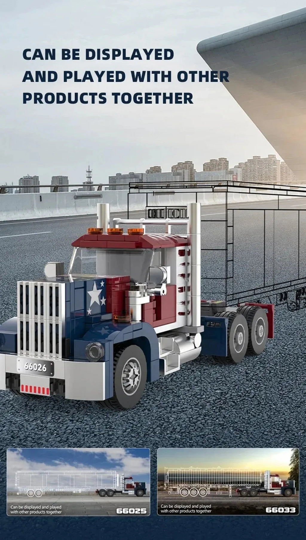 European&American Truck Head Building Blocks MOC Connectable Container Trailer Model Bricks Educational Toys For kids Gifts