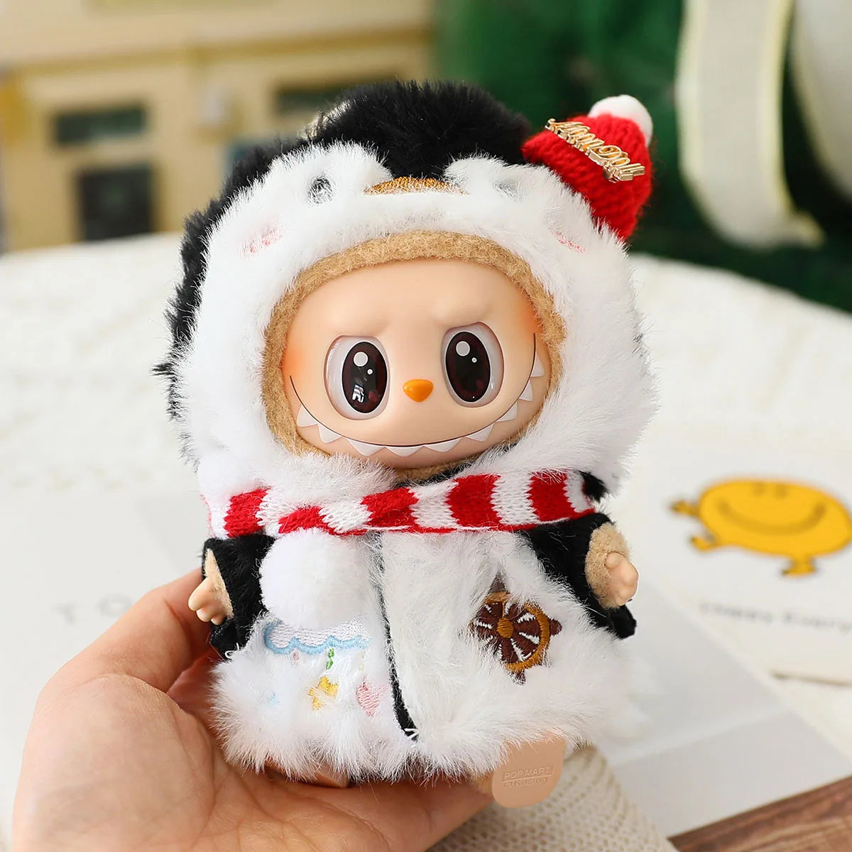 Cute Cartoon Jumpsuit Clothes For Labubu Christmas Clothes Elk Penguin Hooded Cape Dolls Accessories