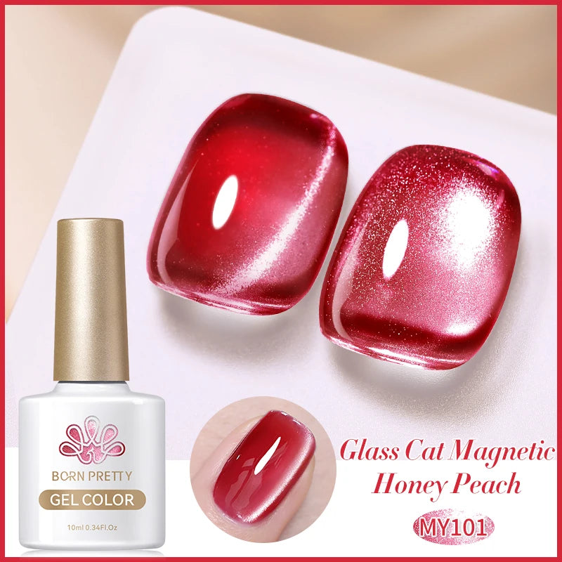 BORN PRETTY 10ml Auroras Glitter Cat Magnetic Gel Nail Polish Jelly Glass Bead Semi Permanent Soak Off UV LED Varnish Manicure