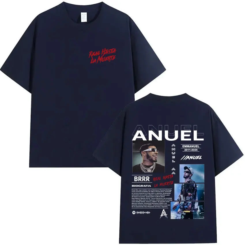 Rapper Anuel AA Music Album Hot Sale Tshirt Men's Clothing Fashion T Shirts Tide Oversized Cotton Sports Cozy Casual Tee Shirts