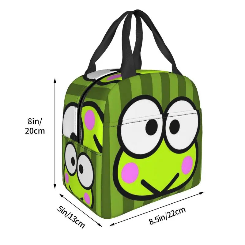 Custom Keroppi Big-eyed Frog Insulated Lunch Tote Bag for Women Portable Thermal Cooler Bento Box School