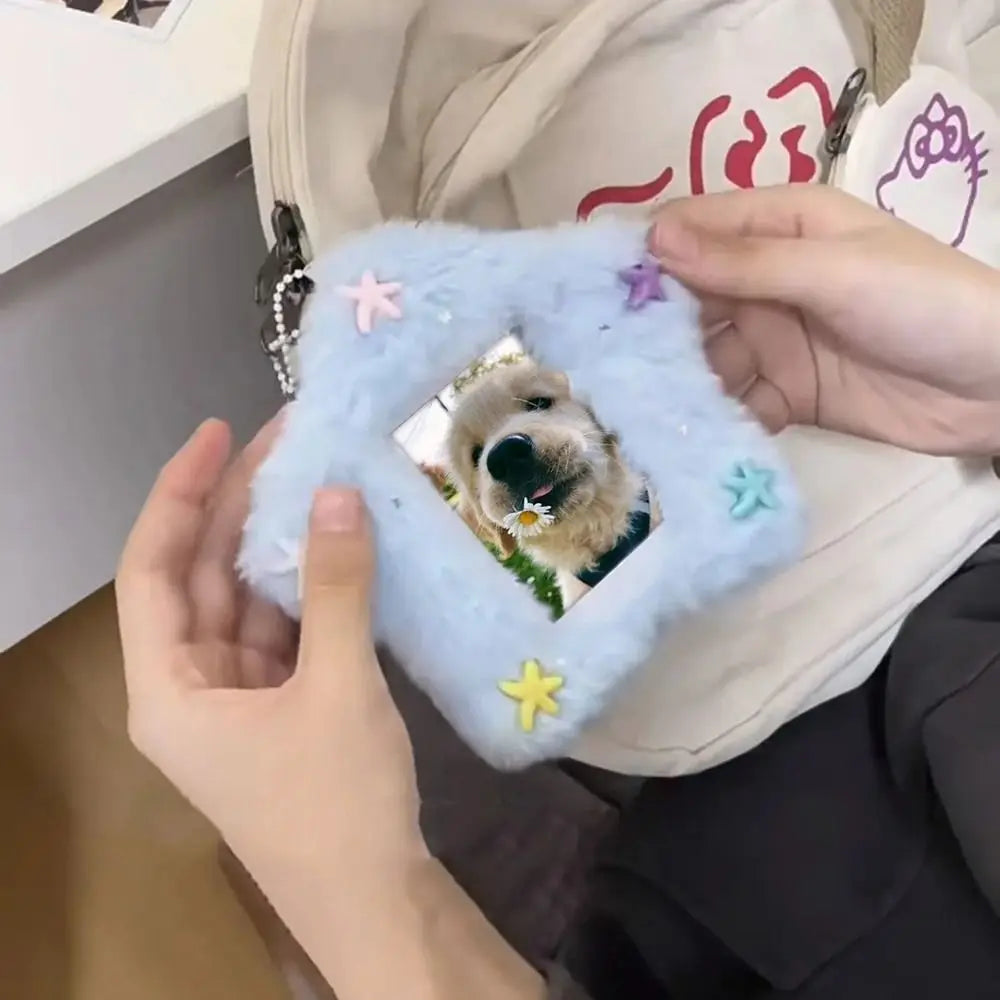 Cute Bag Keychain Plush Photocard Case Cartoon Bag Keychain Fox Photocard Case Idol Photos Protective Cover Student Card Holder