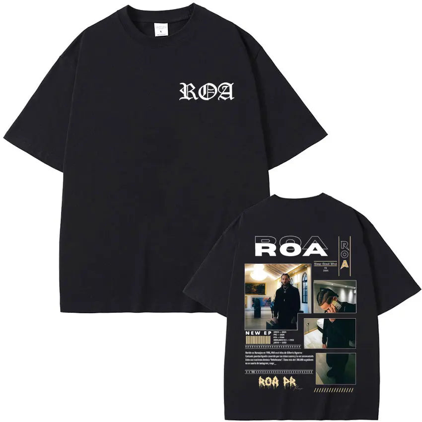 Rapper Roa Album Tour 2025 T-Shirt 100% Cotton Tshrit Summer Hip Hop Punk Comfort Tee Shirt High Street Tide Short Sleeve Unisex