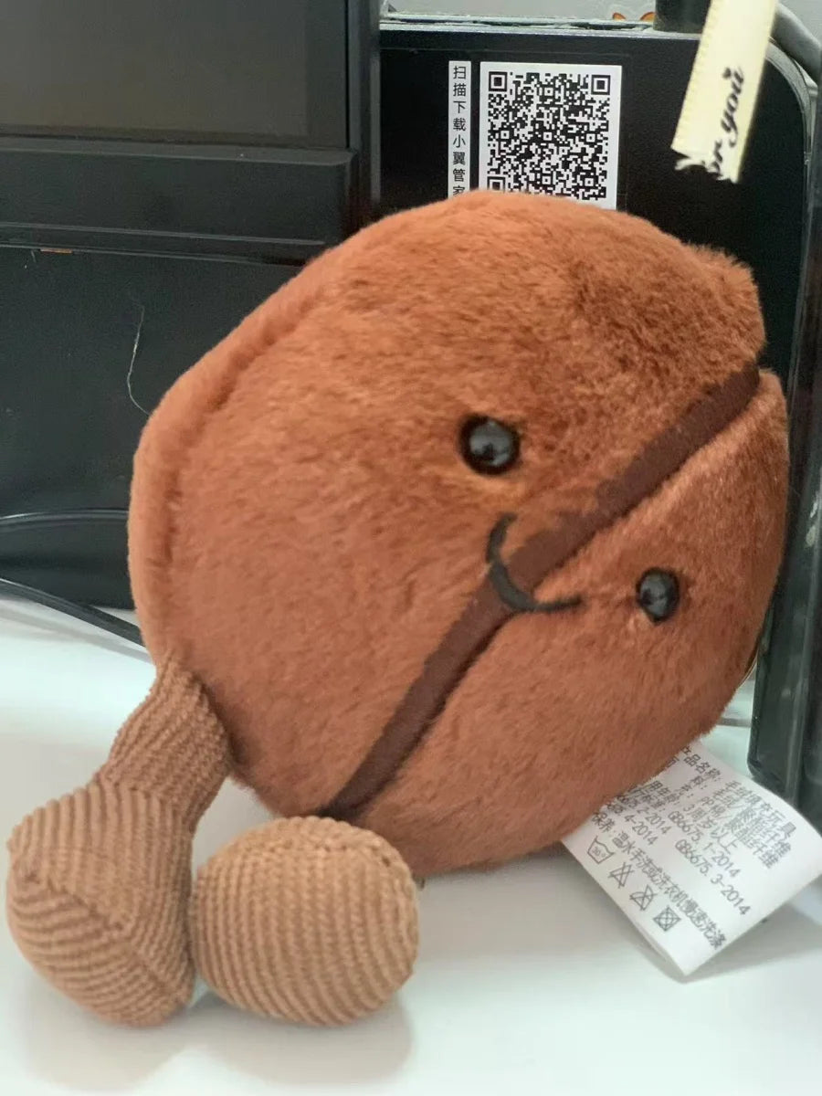 Jellycat 13cm Coffee Bean Plushies Cartoon Stuffed Smiling Coffee Bean Doll Cute Key Chain Soft Food Doll Xmas Gifts Girl