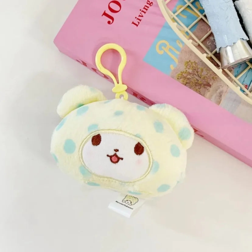 Genuine Sanrio Marumofubiyori Bear Cinnamoroll Plush Toys Keychain Kawaii Small Pendant Keyring Kids Stuffed Toys Birthday Gifts