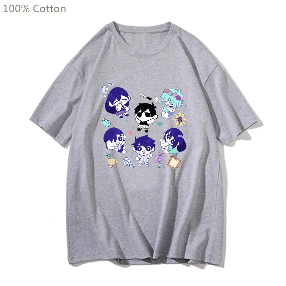 Omori Cute Cartoon Anime T-shirts Comfortable Fashion Manga Tshirt 100% Cotton Tee-shirt Harajuku Short Sleeve Men/women T-shirt