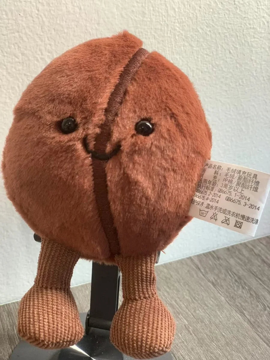 Jellycat 13cm Coffee Bean Plushies Cartoon Stuffed Smiling Coffee Bean Doll Cute Key Chain Soft Food Doll Xmas Gifts Girl