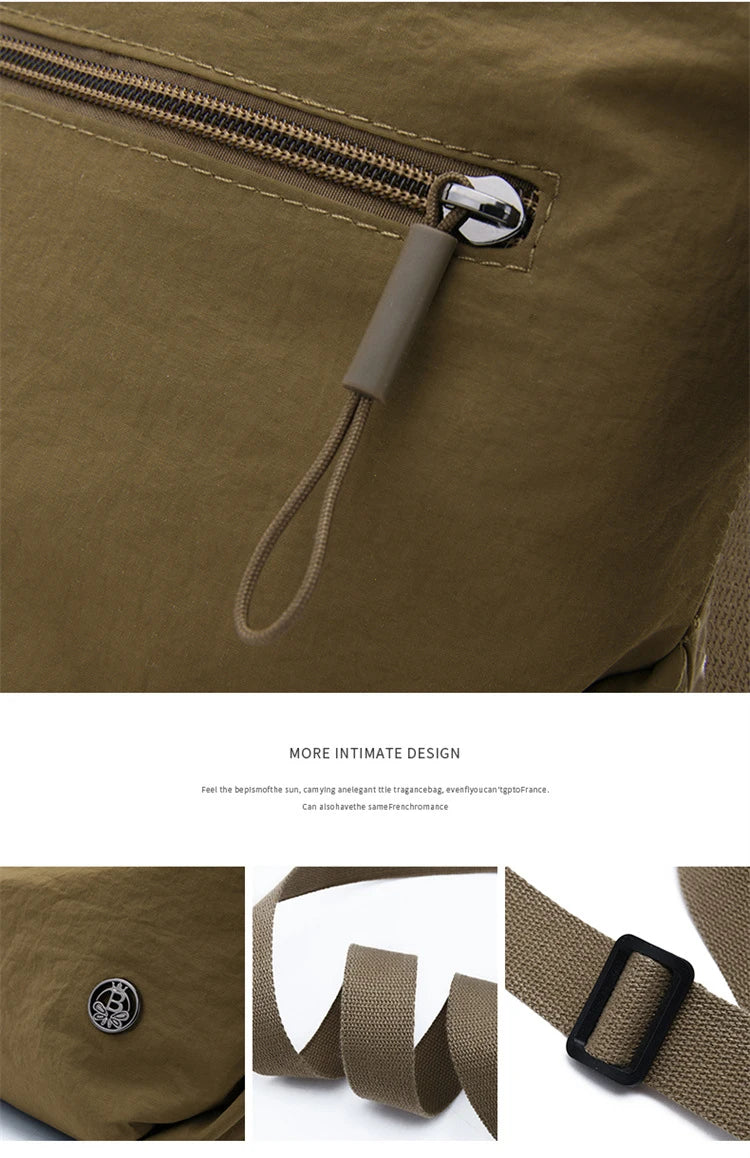 Ultra-light Nylon Crossbody Bag for Women Adjustable Wide Strap Lightweight Women's Bag Zipper Closure Stylish Messenger Bag