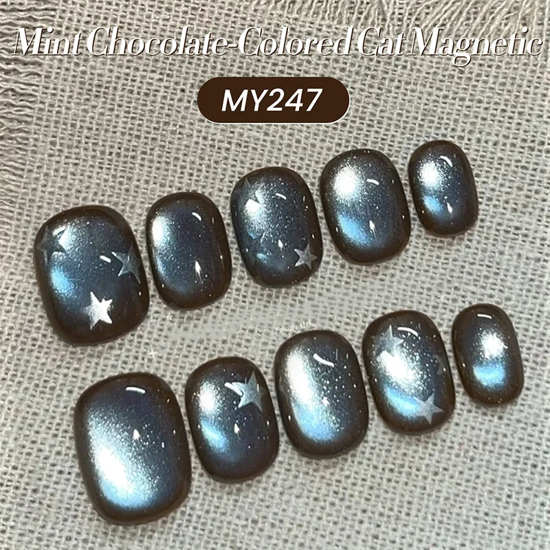BORN PRETTY 1 Bottle Mint Chocolate Cat Magnetic Gel Polish 10ml Glass Bead Effect Transparent Soak Off UV LED Nail Art Varnish