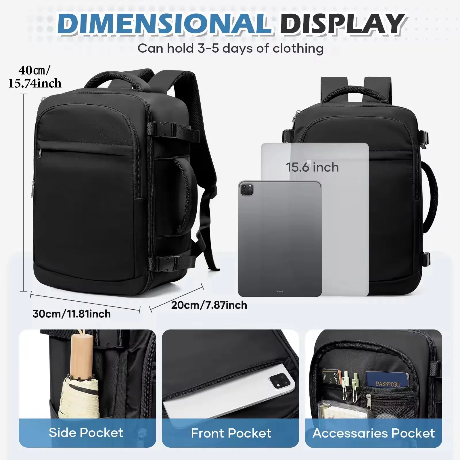 Men 15.6 inch Laptop Bag Cabin Airplane Travel Backpack 40x30x20, Hand Luggage Cabin Backpack Wizzair 40x30x20, College Backpack