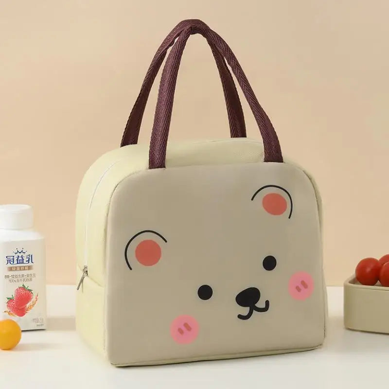 Cartoon Insulated Bag Oxford Cloth Lunch Box Bag Insulated Bento Box Bag, Hand In Hand Rice Bag Camping Fresh-Keeping Ice Bag