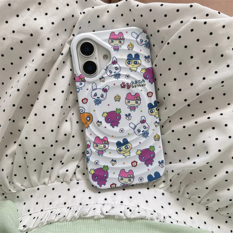 Cute Cartoon Animal Magnetic Phone Case For iPhone 16 Pro 15 14 13 Pro Max Back Cover with Magsafe Stand Holder Cases Kawaii