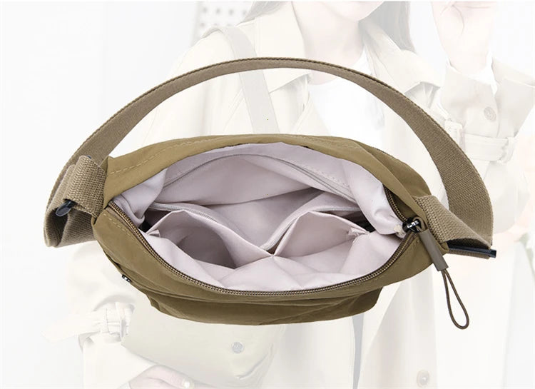 Ultra-light Nylon Crossbody Bag for Women Adjustable Wide Strap Lightweight Women's Bag Zipper Closure Stylish Messenger Bag