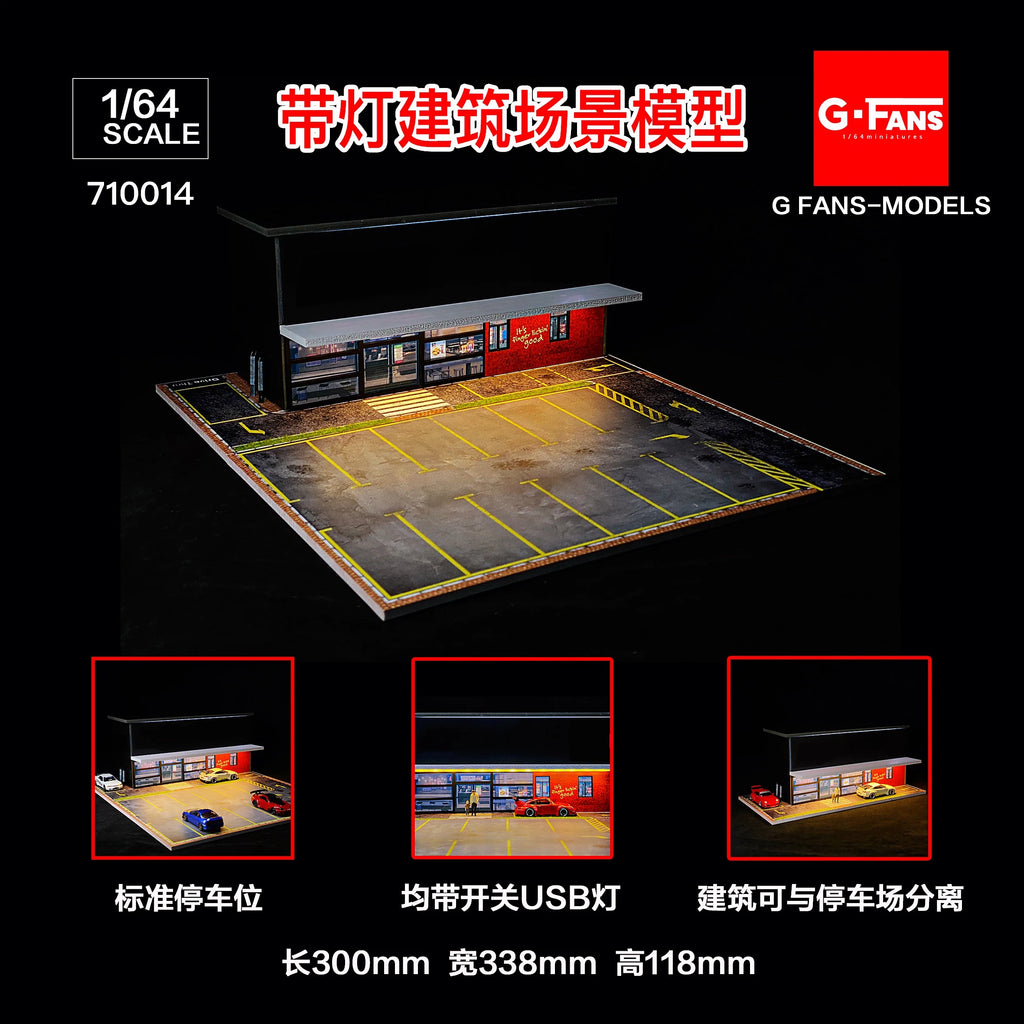 GFans NEW 1:64 Scale Diorama Car Garage Model Parking Lot for Display Gifts Scene Collection Display Car Assembly Scenes Toy