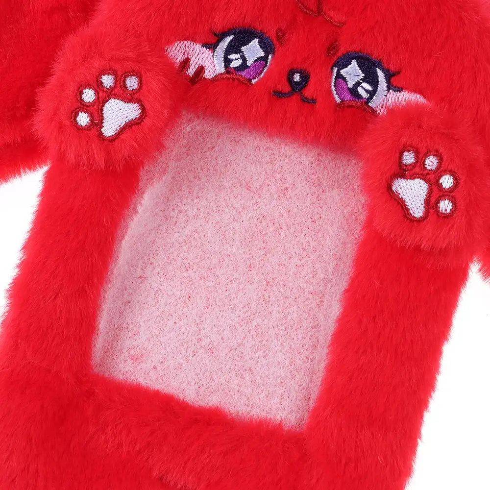 Cartoon Cute Plush Photocard Case Cartoon Bag Keychain Fox Photocard Case Student Card Holder Idol Photos Protective Cover