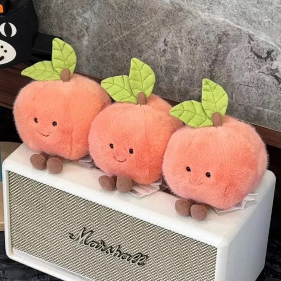 2025 Peach Pear Cherry Plush Doll Smiling Face Fruit Series Home Bedroom Decoration Pet Interactive Toy Birthday Gift