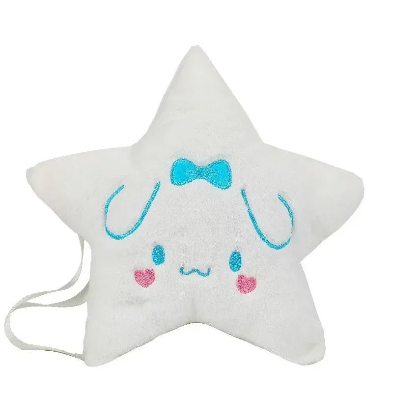 Sanrio Five Pointed Star Plush Bag Cinnamoroll My Melody Kuromi Anime Cartoon Embroidery Accessory Kawaii Storage Bag Girls Gift