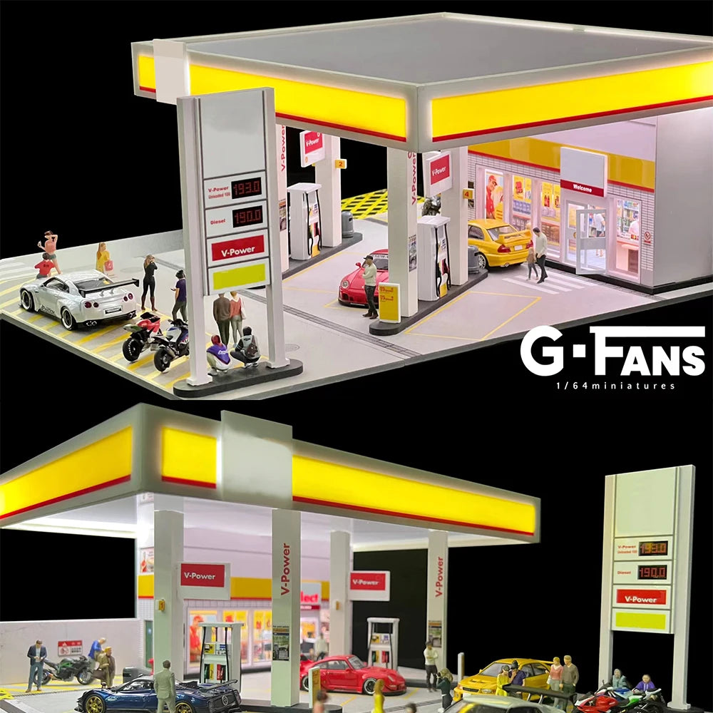 GFans NEW 1:64 Scale Diorama Car Garage Model Parking Lot for Display Gifts Scene Collection Display Car Assembly Scenes Toy