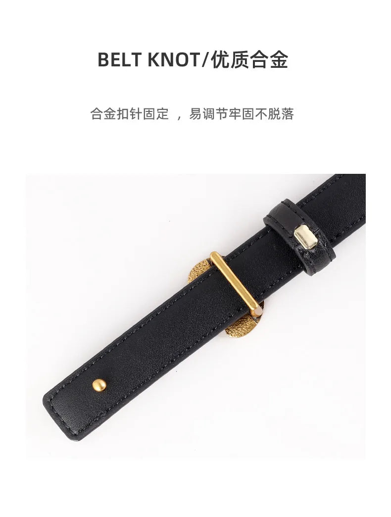 2025new arrival genuine leather small belt casualcasual thin belt horseshoe buckle easiest for matchins style pants belt