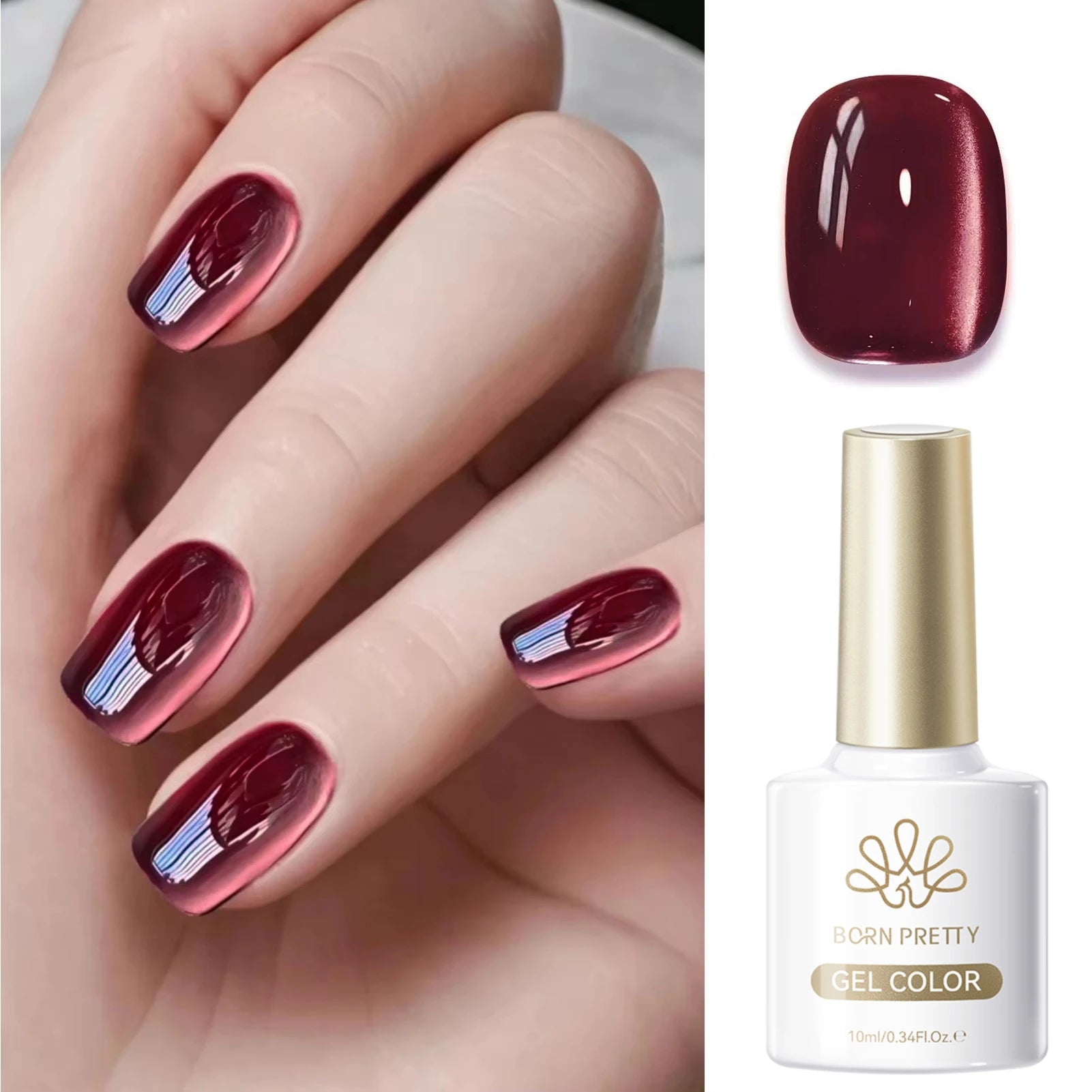 BORN PRETTY 10ml Dark Brown Red Glass Bead Cat Magnetic Gel Nail Polish Semi Permanent Soak Off UV LED Varnish Nail Art Salon
