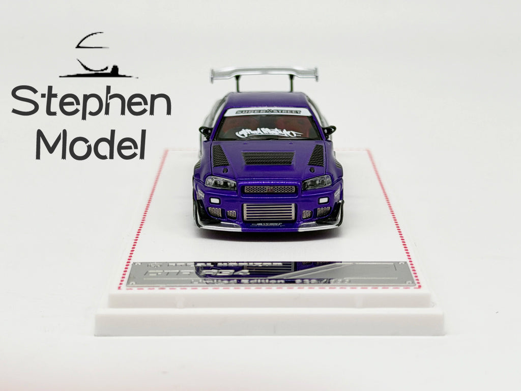 Focal Horizon FH 1:64 Skyline R34 Ryohe's Gifted Violet Storm Diecast Model Car