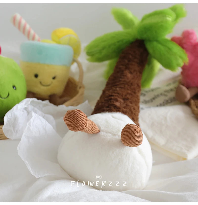 JELLYCAT Lemonade Coconut Plushies Very Soft Palm Tree Red Coral Plush Toy Cartoon Doll Home Decor Xmas Gifts Girl