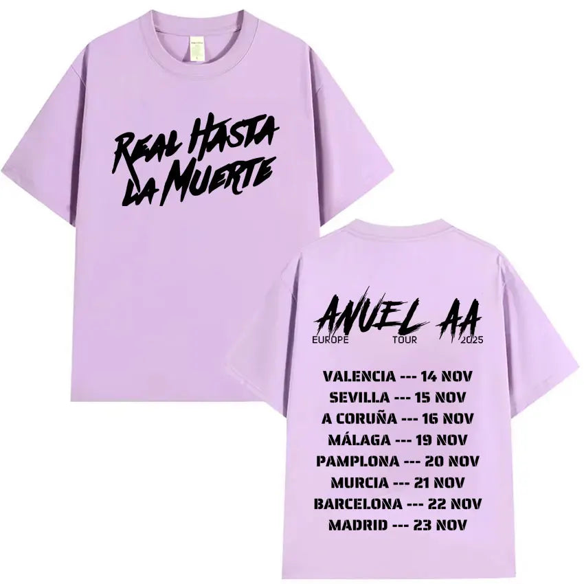 Rapper Anuel AA Europe Tour 2025 New Pop Album T Shirts Men's Women Hip Hop T-Shirts Harajuku Oversized Y2K Short Sleeves Summer
