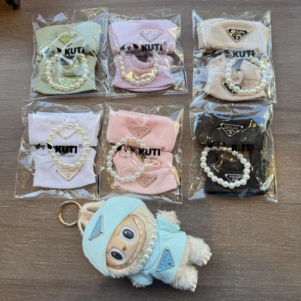 Fashion Sweater Clothes for Labubu Dolls Accessories Korea Style Pearl Necklace for Labubu V1 V2 Dolls Clothes Outfit Accessorie