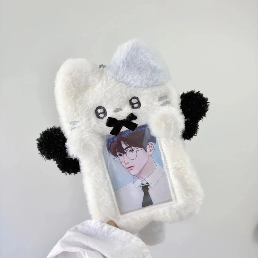 Cute Bag Keychain Plush Photocard Case Cartoon Bag Keychain Fox Photocard Case Idol Photos Protective Cover Student Card Holder