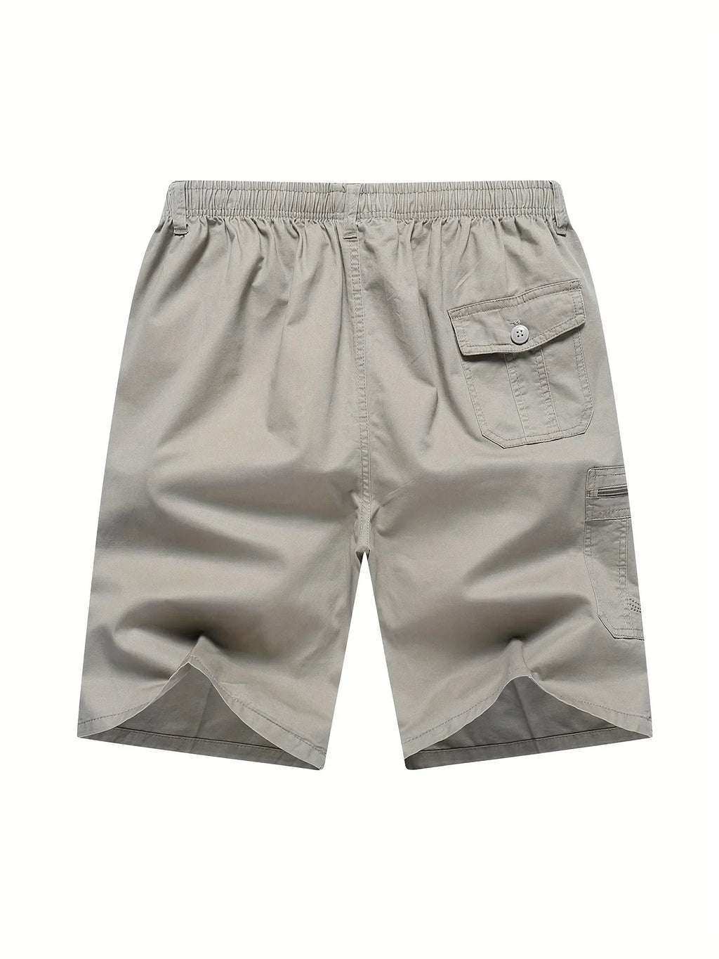 Cotton Cargo Shorts Men's Lightweight Breathable Solid Color Drawstring Waist with Zipper Pockets Casual Summer Short Pants