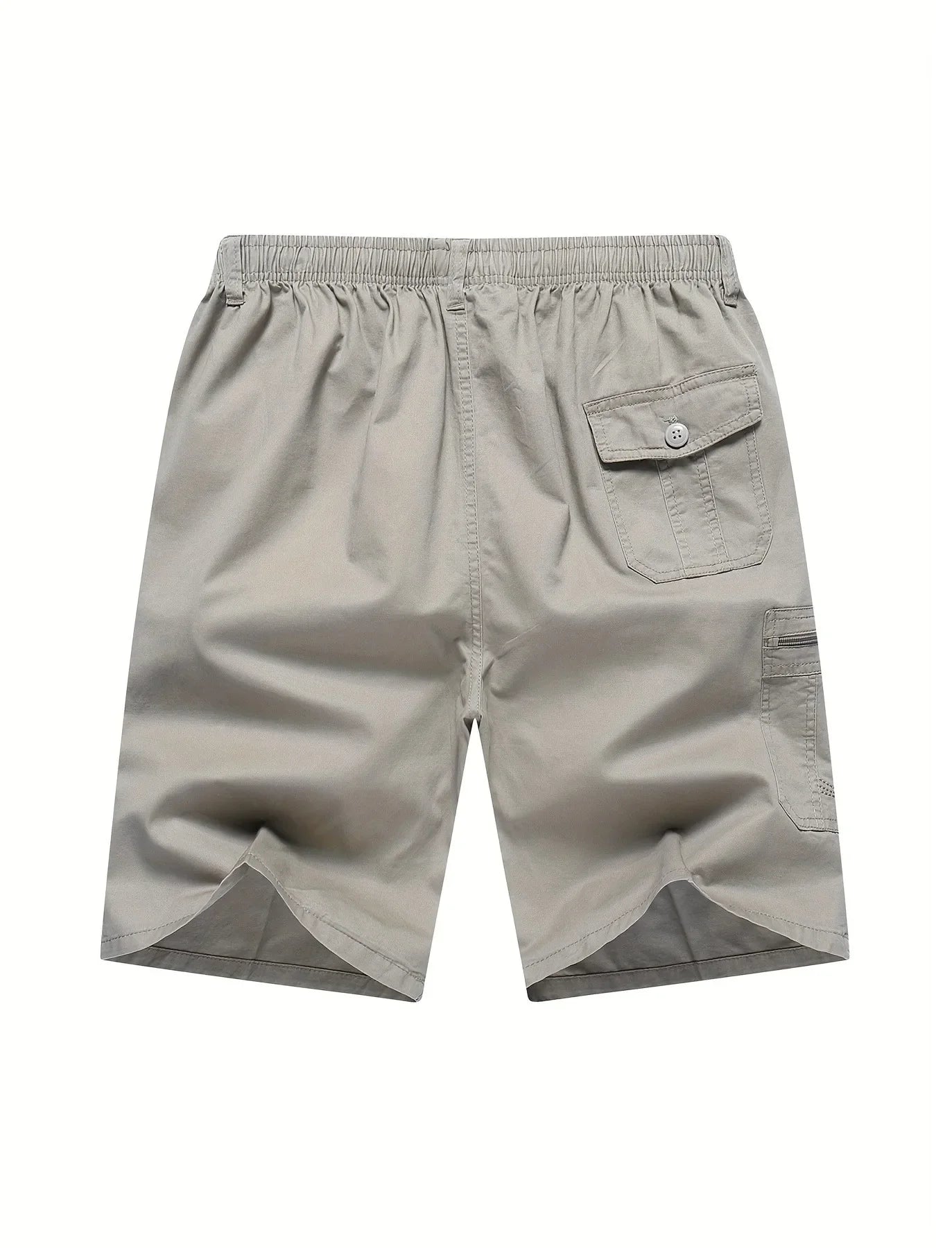 Cotton Cargo Shorts Men's Lightweight Breathable Solid Color Drawstring Waist with Zipper Pockets Casual Summer Short Pants