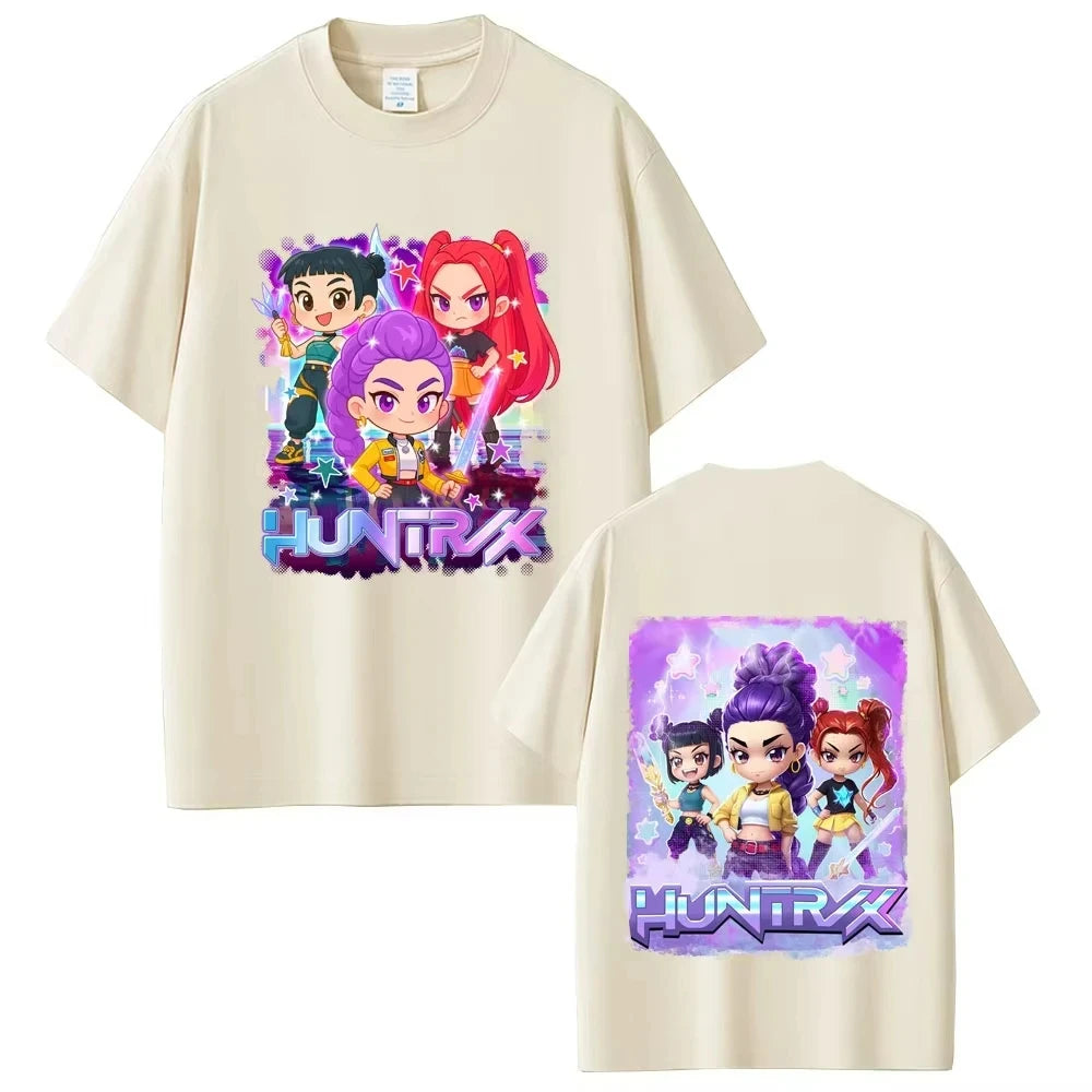 Anime KPop Demon Hunters Saja Boys Print T-shirt Men Women Trend Popular Harajuku O-neck Tshirt Oversized Cotton Casual T Shirts