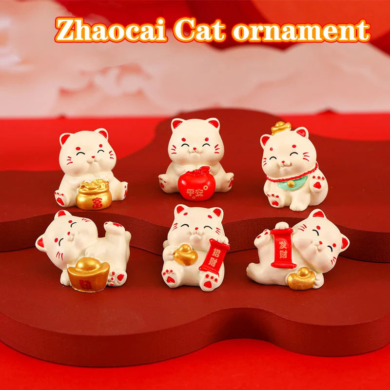 Cartoon Lucky Cat Decorative Accessories Environmental Resin Car Ornaments Mini Landscape