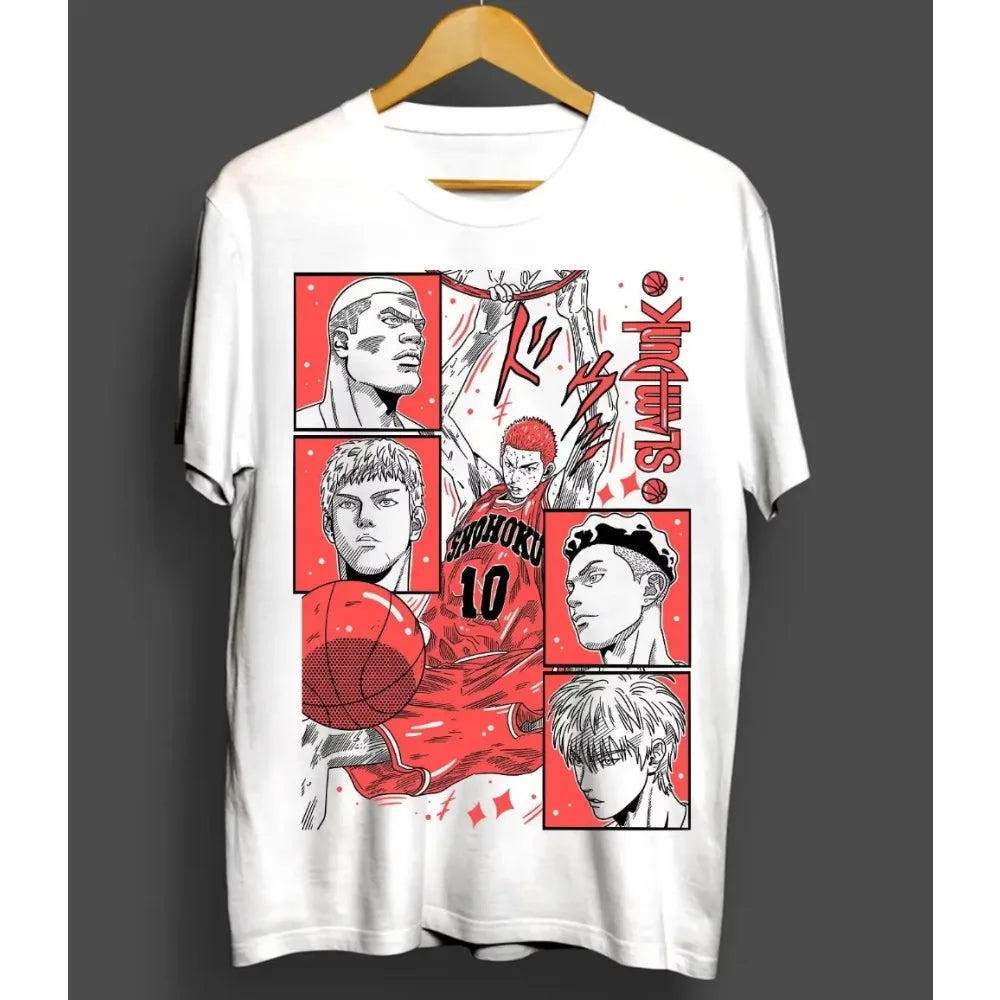 2025 Summer Anime Slam Dunk Print T-Shirt Men's Oversized Japanese Manganese Women Short Sleeve Fast Shipping Cotton T Shirt