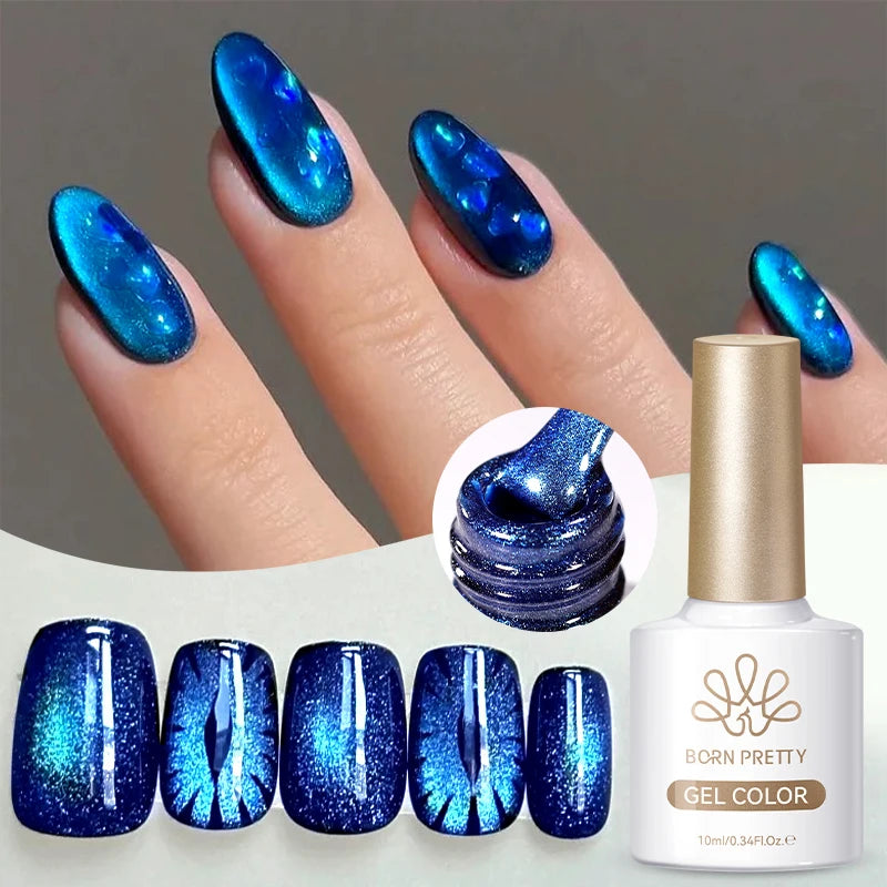 BORN PRETTY 10ml Mint Soda Glass Bead Cat Magnetic Gel Christmas Green Glitter Soak Off UV Gel Nail Art Varnish Manicure