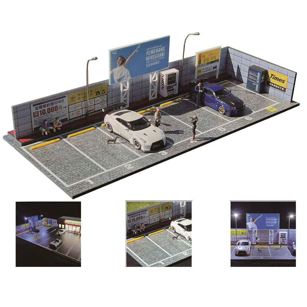 GFans NEW 1:64 Scale Diorama Car Garage Model Parking Lot for Display Gifts Scene Collection Display Car Assembly Scenes Toy
