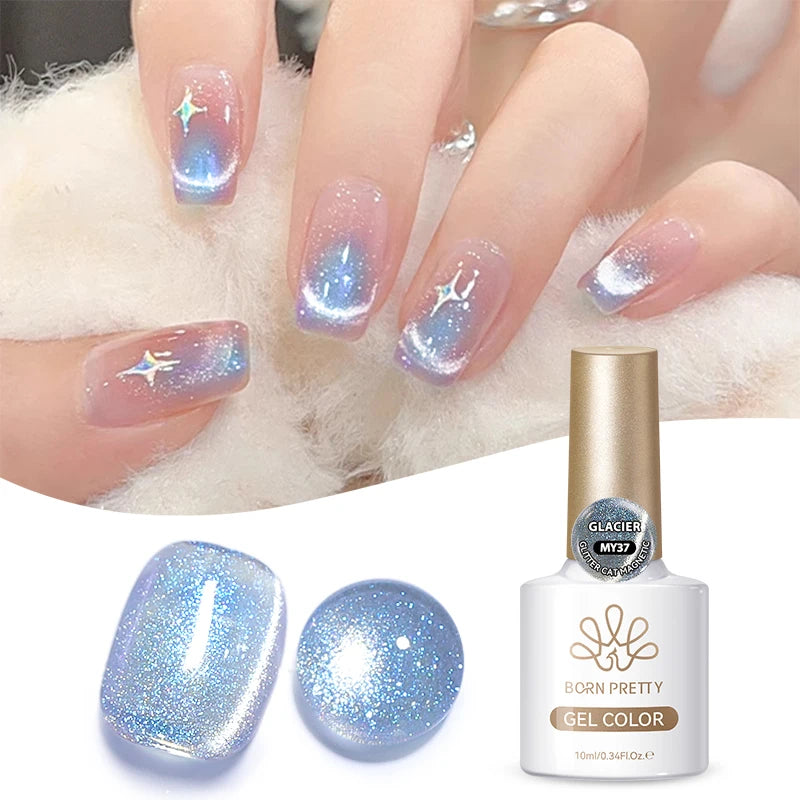 BORN PRETTY 10ml Pink Water Light Cat Magnetic Gel Polish Spaking Glitter UV LED Soak Off Gel Varnish Crystal DIY Manicure