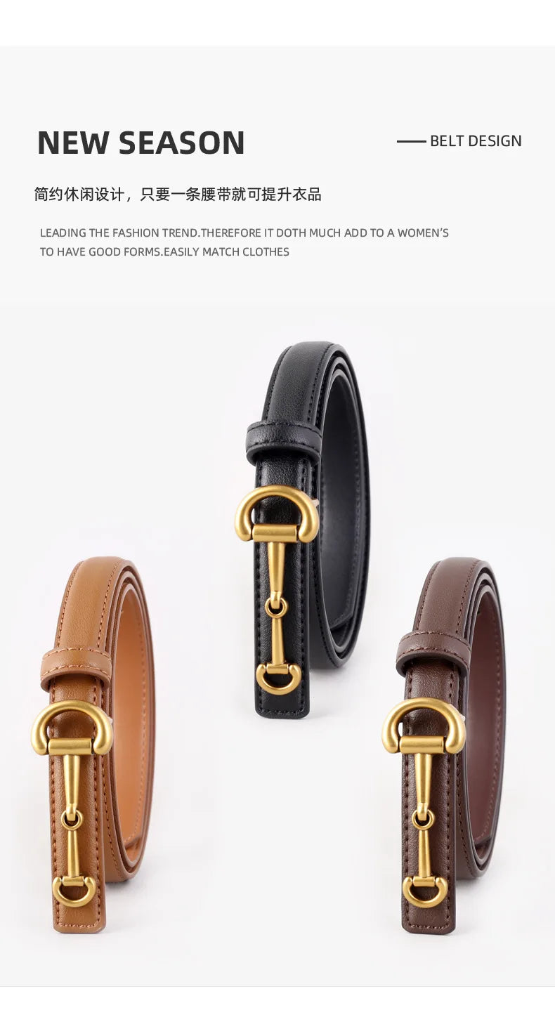 2025new arrival genuine leather small belt casualcasual thin belt horseshoe buckle easiest for matchins style pants belt