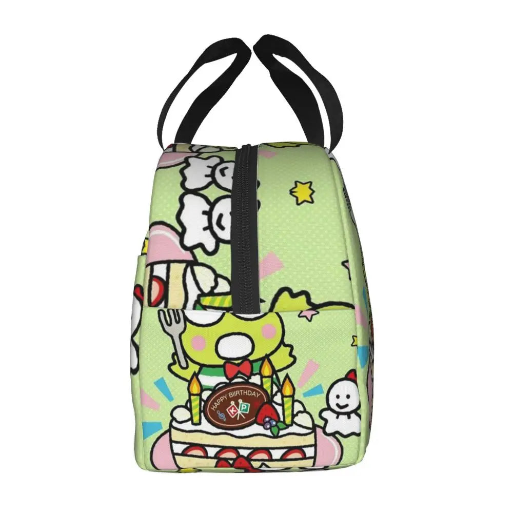 Custom Keroppi Big-eyed Frog Insulated Lunch Tote Bag for Women Portable Thermal Cooler Bento Box School