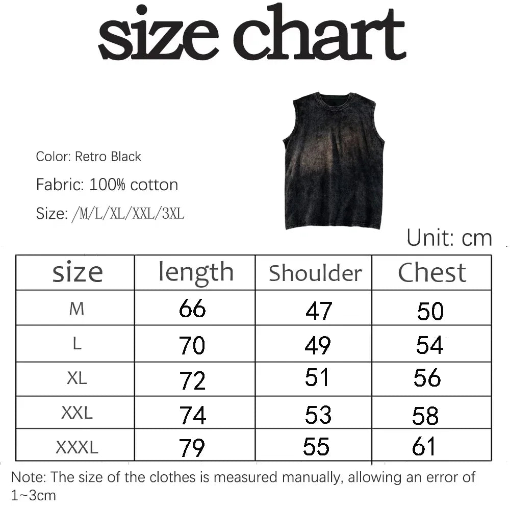 2025 summer American vintage Washed men's T shirt Wolf Head Print Tank Top Gym Fitness Sleeveless T shirt Exercise Vest Women