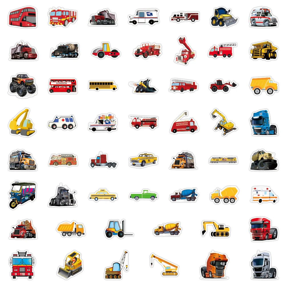 10/30/50/100Pcs Children's Truck Car Stickers For Suitcase Skateboard Laptop Luggage Fridge Phone Car Styling Sticker