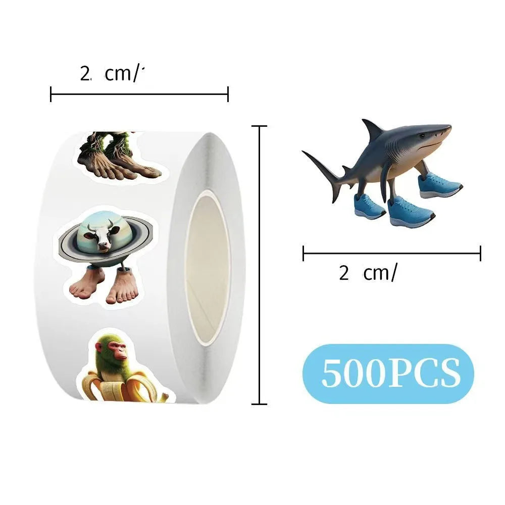 500pcs/Roll Tung Tung Sahur Italian Brainrot AI Abstrac Sealing Sticker DIY PVC Laptop Decals Decoration Stiker Reward Gift Toys