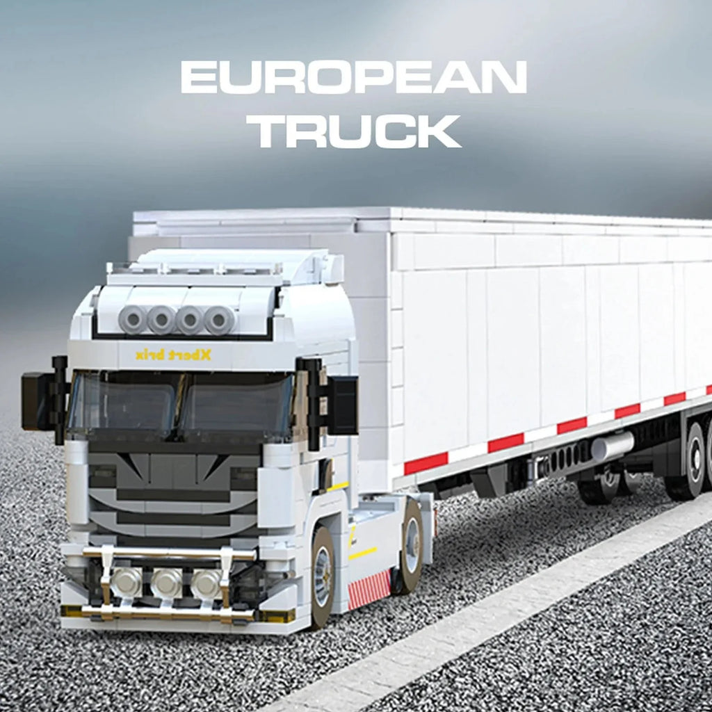 European&American Truck Head Building Blocks MOC Connectable Container Trailer Model Bricks Educational Toys For kids Gifts