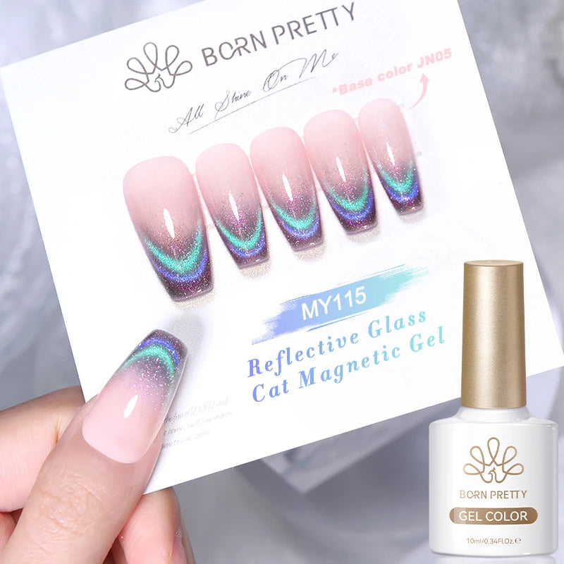 BORN PRETTY 10ml Pink Water Light Cat Magnetic Gel Polish Spaking Glitter UV LED Soak Off Gel Varnish Crystal DIY Manicure