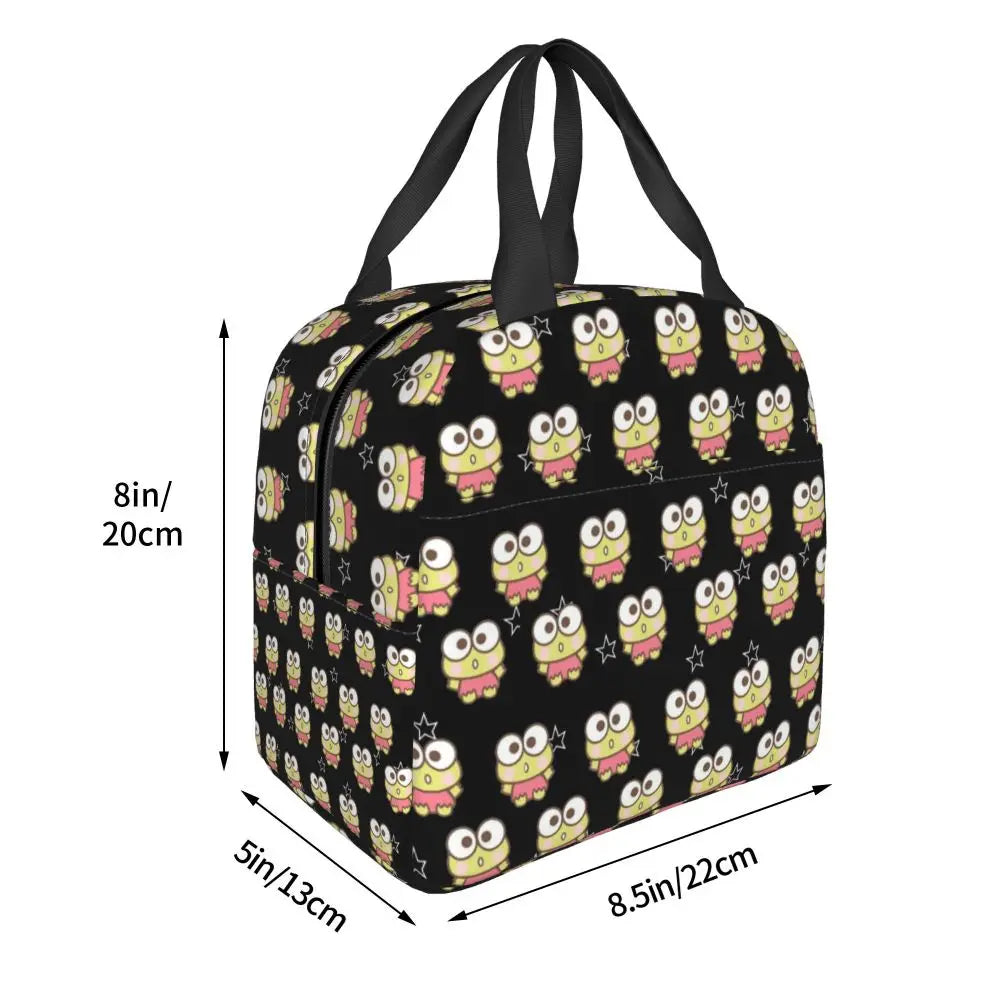 Custom Keroppi Big-eyed Frog Insulated Lunch Tote Bag for Women Portable Thermal Cooler Bento Box School