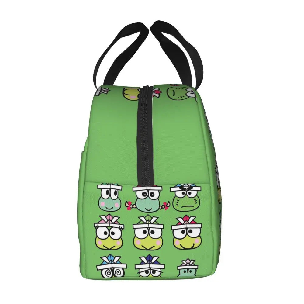 Custom Keroppi Big-eyed Frog Insulated Lunch Tote Bag for Women Portable Thermal Cooler Bento Box School