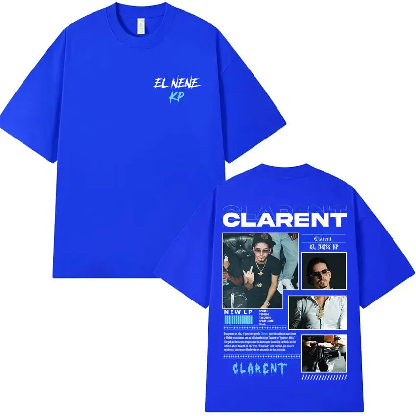 Rapper CLARENT Album 2025 Graphic Double Sided Print T-shirts Mens High Quality Short Sleeve T Shirts Casual 100% Cotton T-Shirt